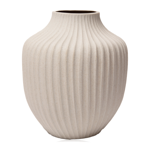 Kyoto Vase Deep Line Light Sand White