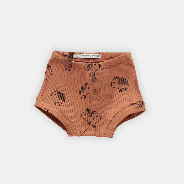 Café Piggy Print Baby Rib Shorts