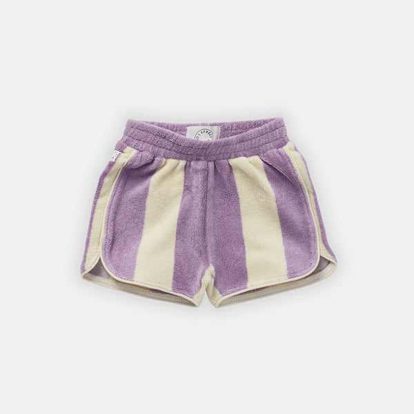 Lilac Breeze Block Stripe Print Terry Sports Shorts