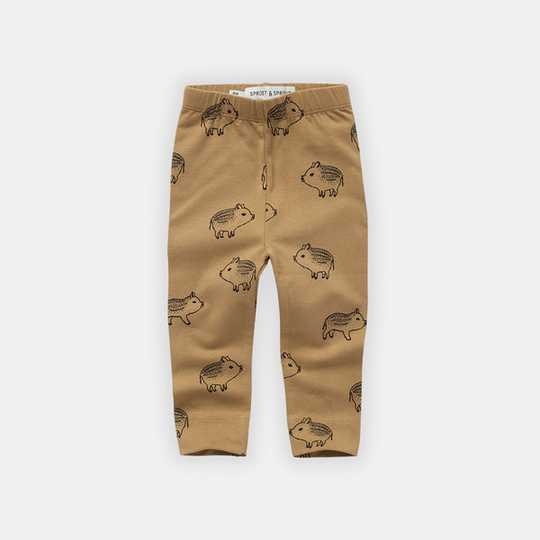 Dark Camel Piggy Print Leggings