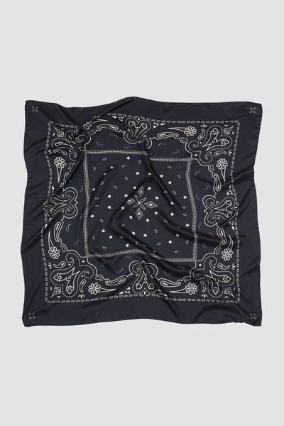 Silk Scarf Bandana Navy/ecru