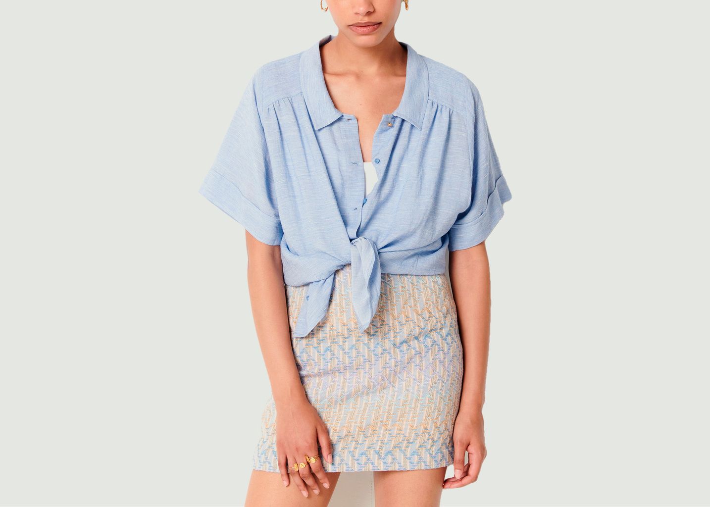 Ambroggio Short Sleeve Chambray Blouse