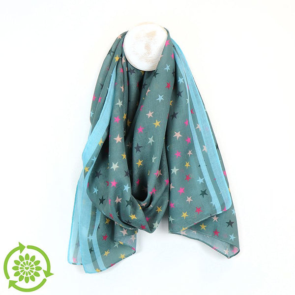 Aqua Mix Recycled Yarn Falling Star Scarf