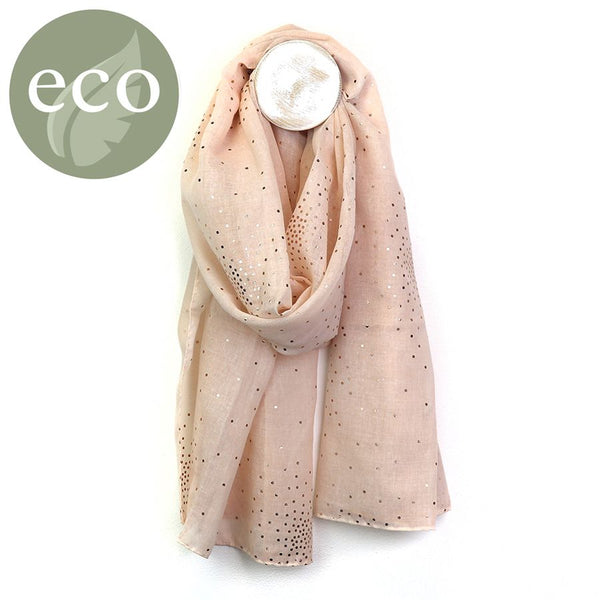 Washed Finish Blush Scarf With Foil Dotty Print Scarf
