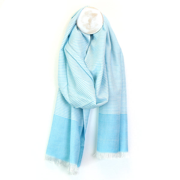 Fine Aqua Stripe Scarf