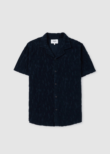 Wax London Mens Didcot Ss Shirt In Terry Camo Navy