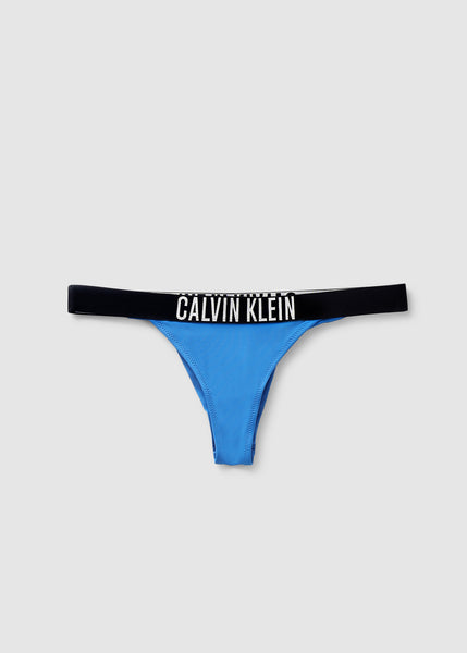 Calvin Klein Womens Logo Tape Brasilian Bikini Bottoms In Dynamic Blue