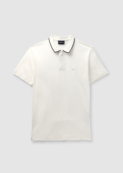 Emporio Armani Mens Detailed Polo Shirt In White