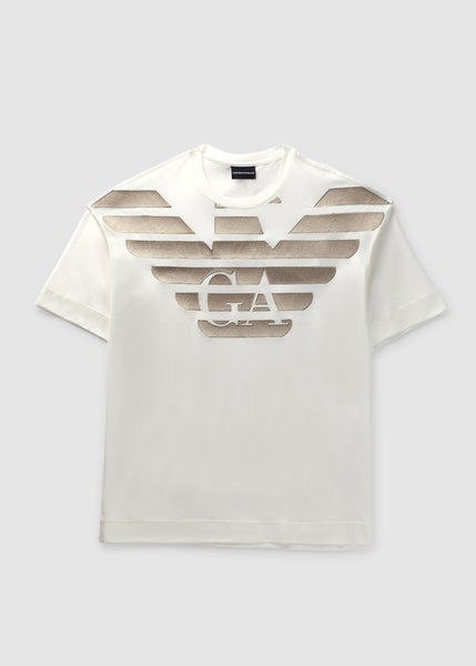 Emporio Armani Mens Ga Logo T-shirt In White