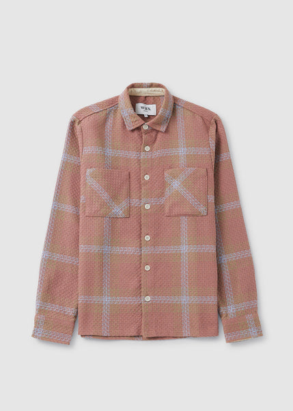 Wax London Mens Whiting Overshirt In Pink Blue