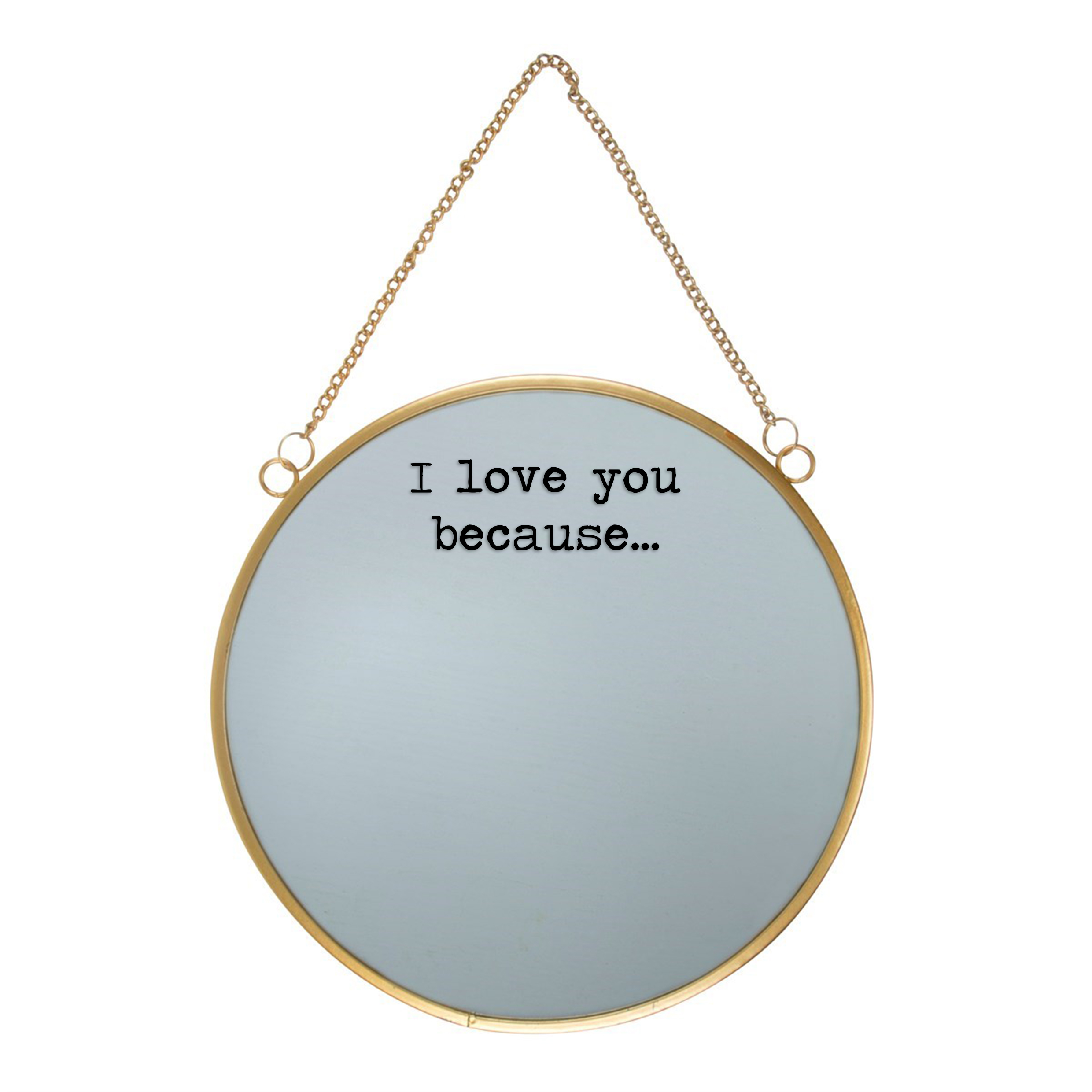 Posh Totty Designs I Love You Because Round Brass Mirror