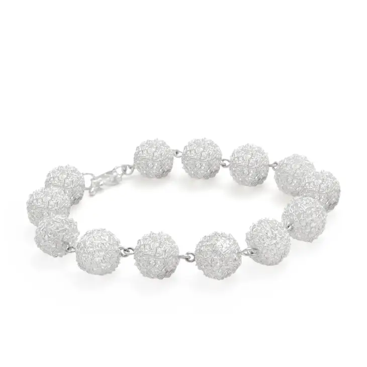 Just Trade  Cristabel Round Beaded Silver Bracelet