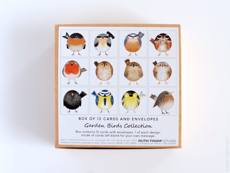 Ruth Thorp Studio Garden Birds Collection - box of 12 cards