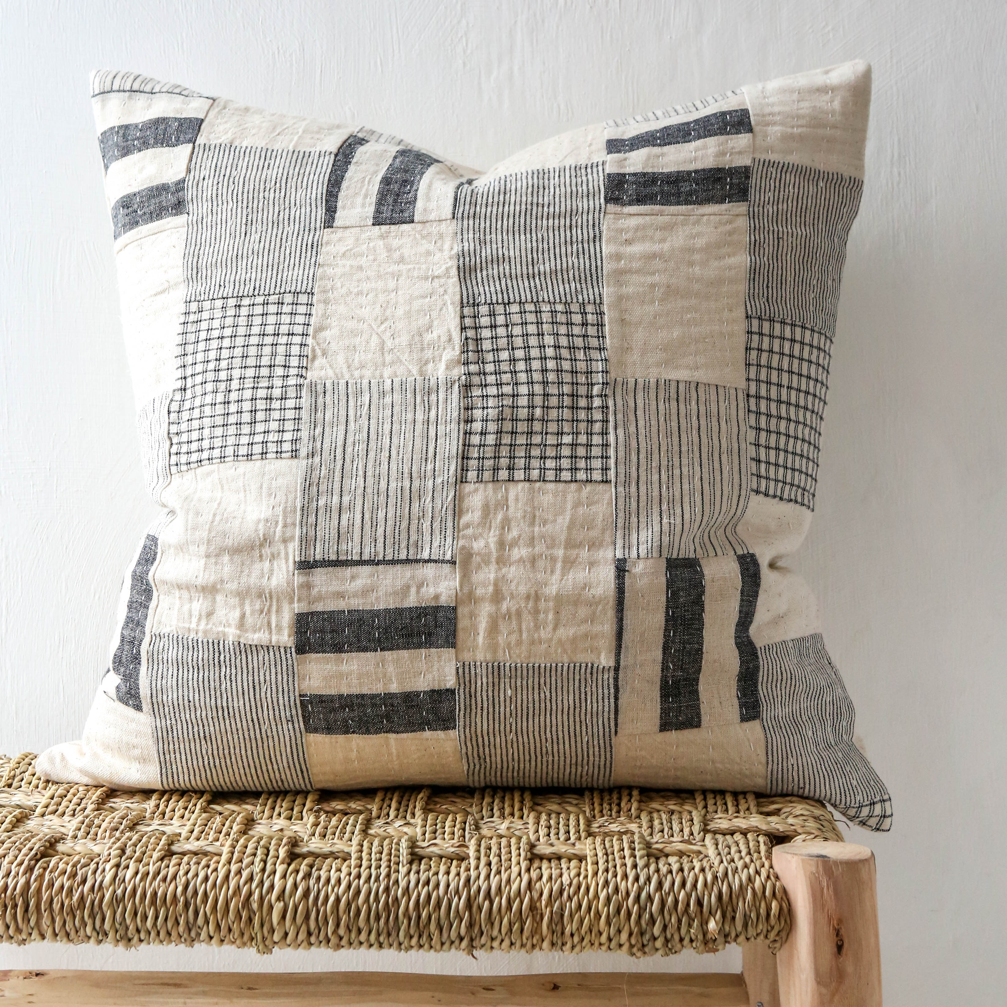 Patch Cotton Cushion Cover - Irregular