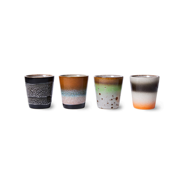 HK Living 70s Ceramic Ristretto Mugs | Good Vibes Set Of 4