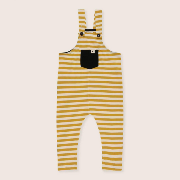 Turtledove London : Easy Fit Dungarees - Wide Striped Mustard
