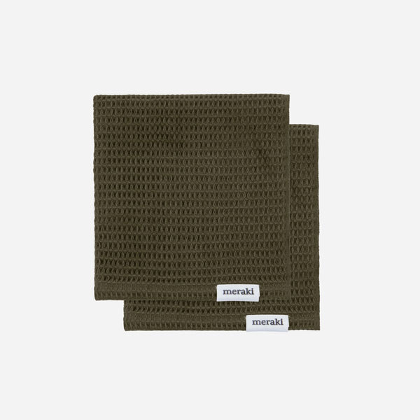 Dish Cloth In Army Green - Set Of 2