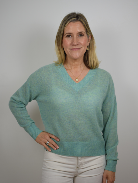 Carala V Neck Sweater Matcha