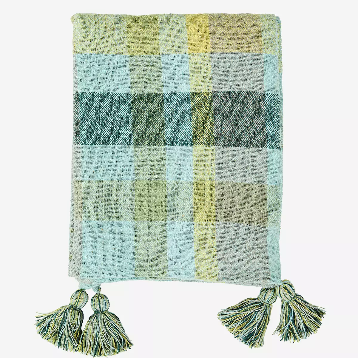 Checked throw with tassels