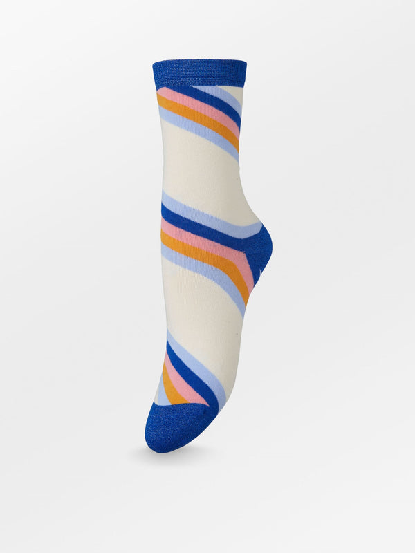 - Oblique Striped Sock - Blue Surf