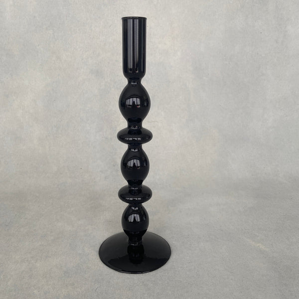 Black Glass Candle Holder - Extra Tall