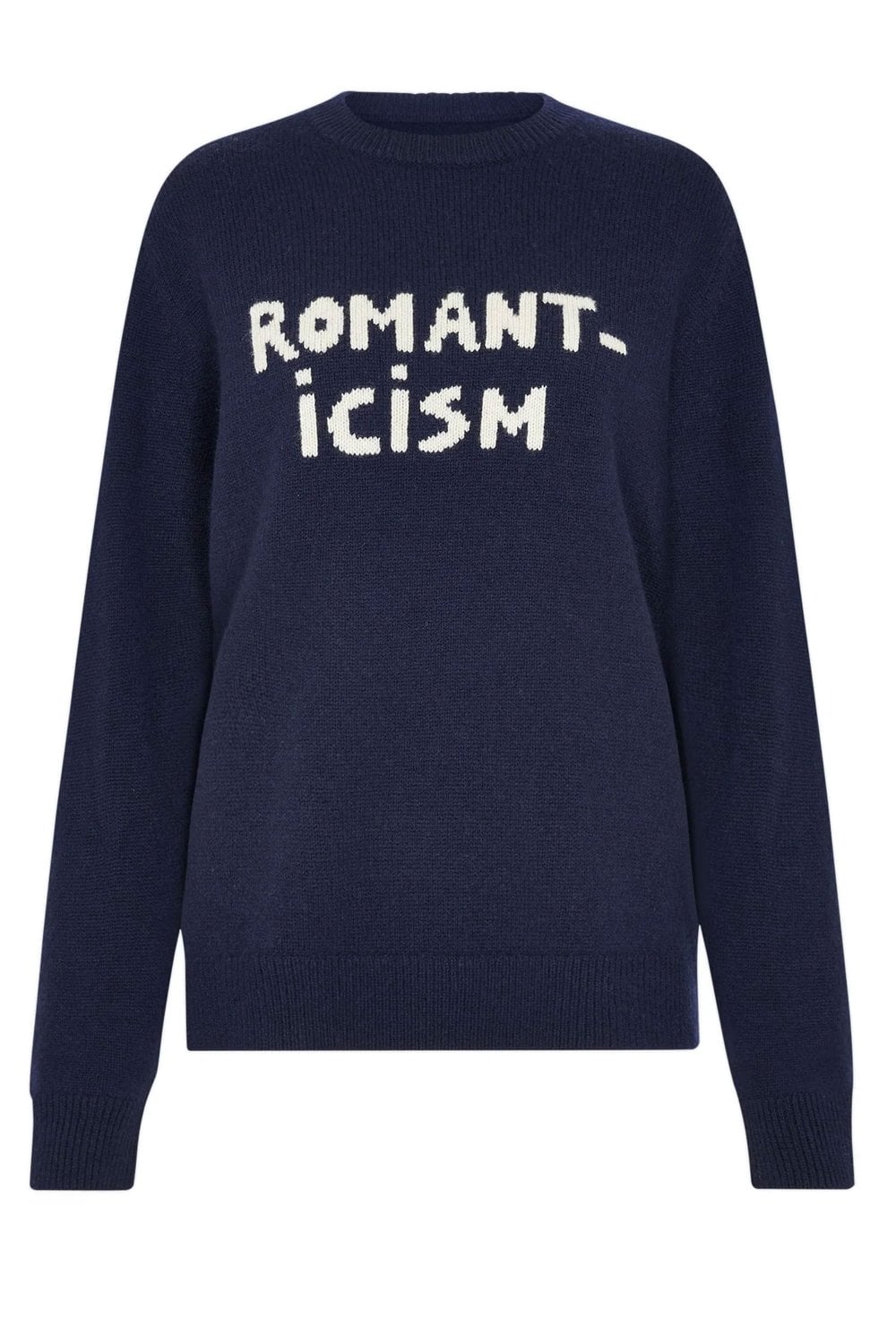 Romanticism Oversized Jumper In Navy And Ivory Merino Wool