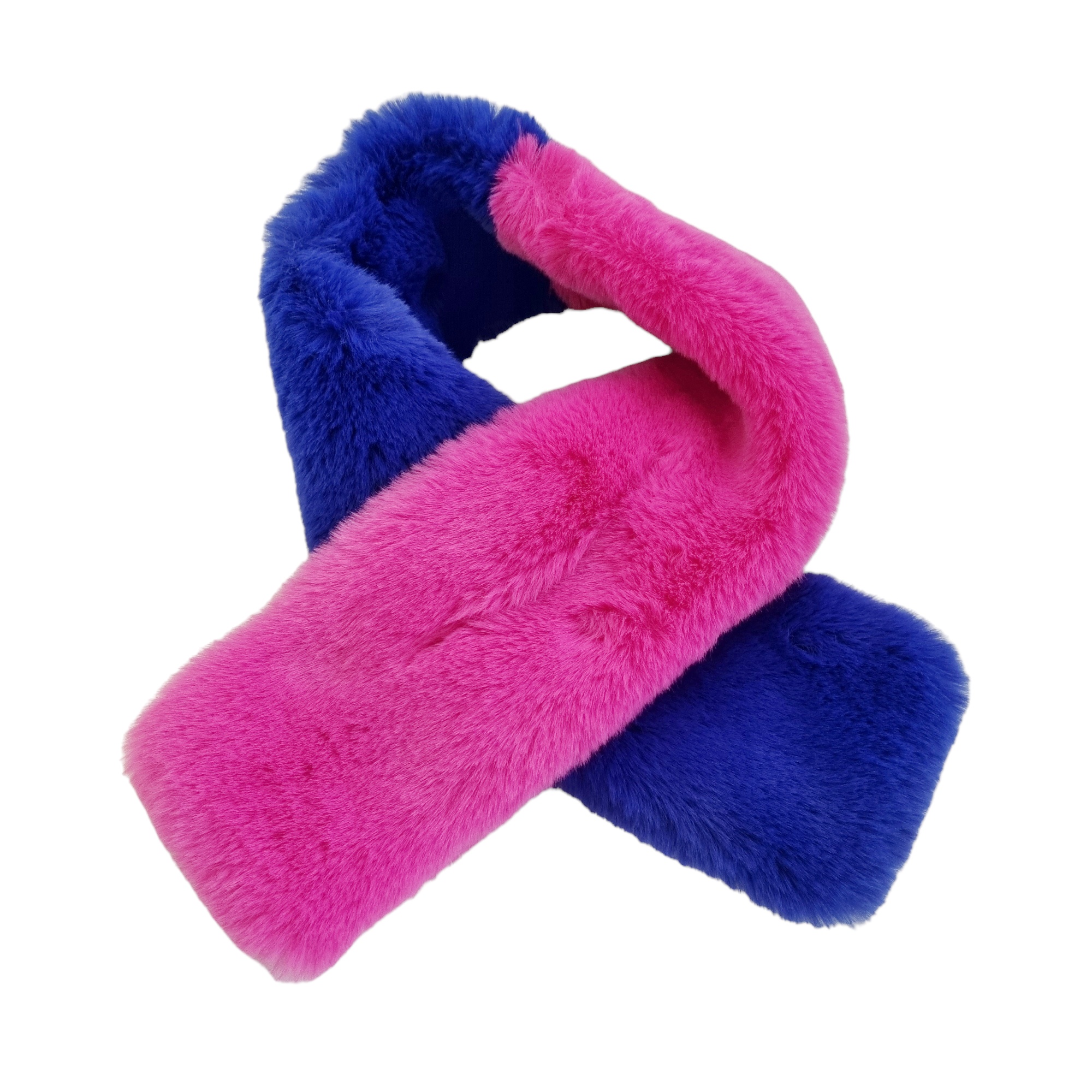 Pink colour block Faux Fur Stole Scarf