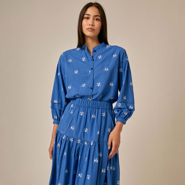 Blue Embroidered Essie Shirt