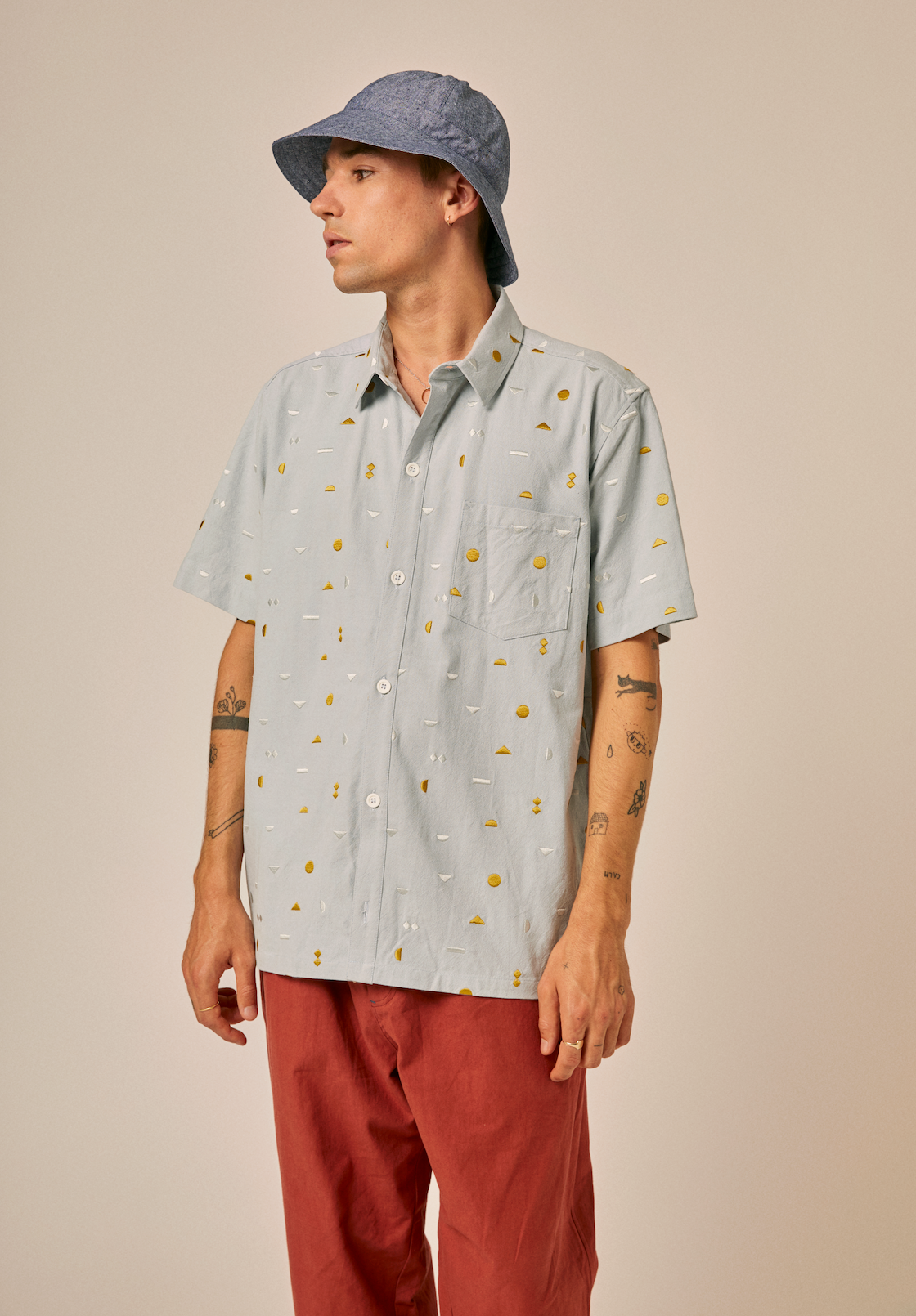 Sideline | Borough Shirt | Pale Blue Embroidery