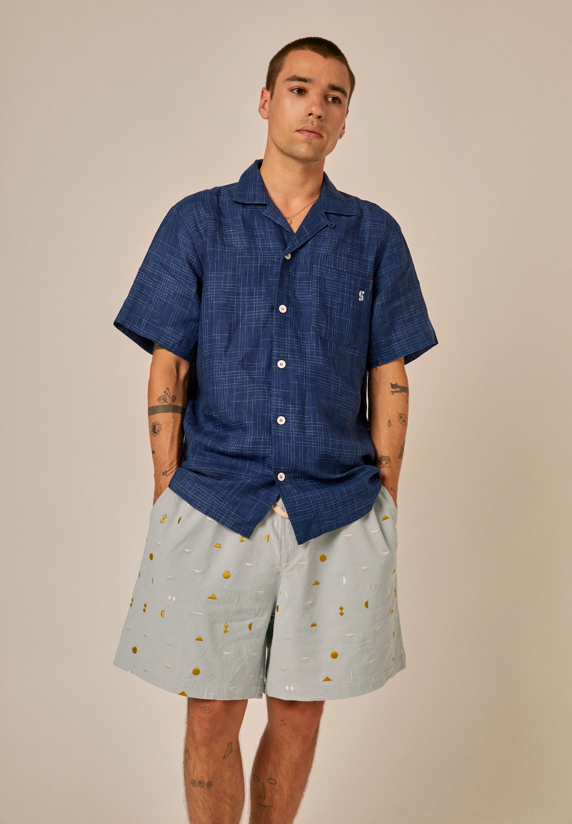 Sideline | Mount Shorts | Pale Blue Embroidery