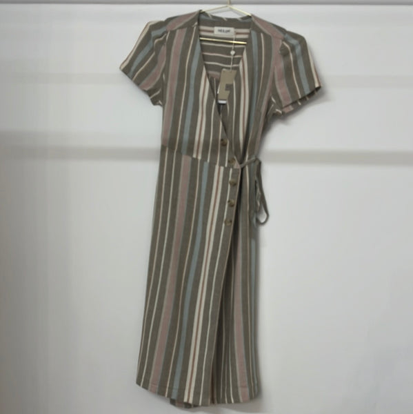 Anorak Indi & Cold Linen Cotton Stripe Wrap Dress