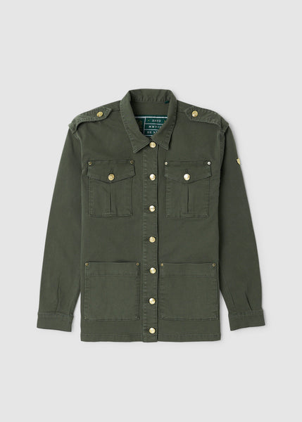 Holland Cooper Womens Artillery Shirt Jacket In Hunter Green