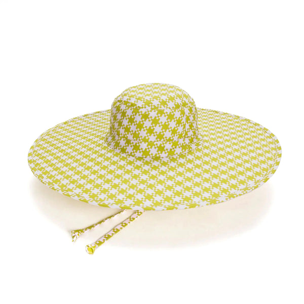 Packable Sun Hat - Pink Pistachio Pixel Gingham