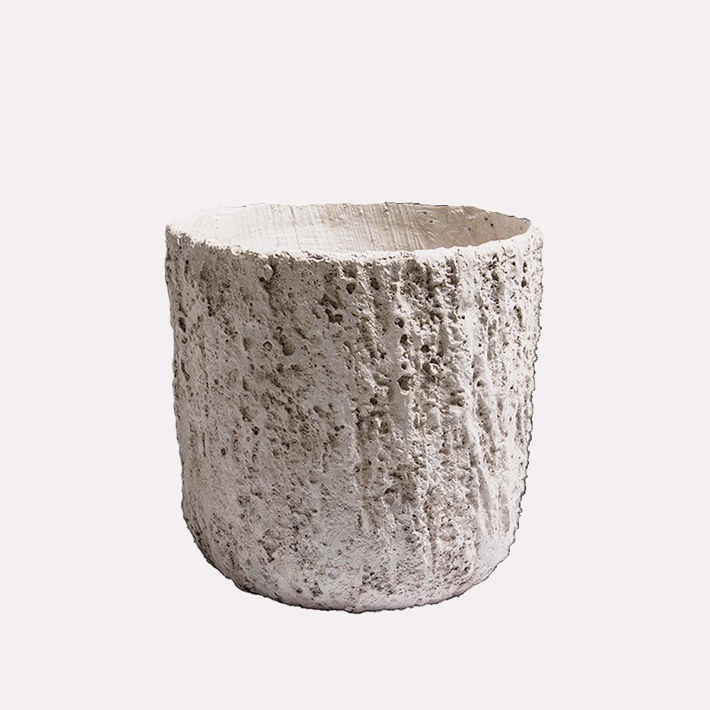 Cement Plant Pot Scrape Light Grey D21