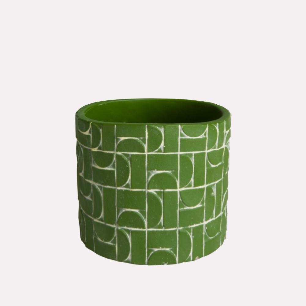 Cement Plant Pot Metric Grass Green D20