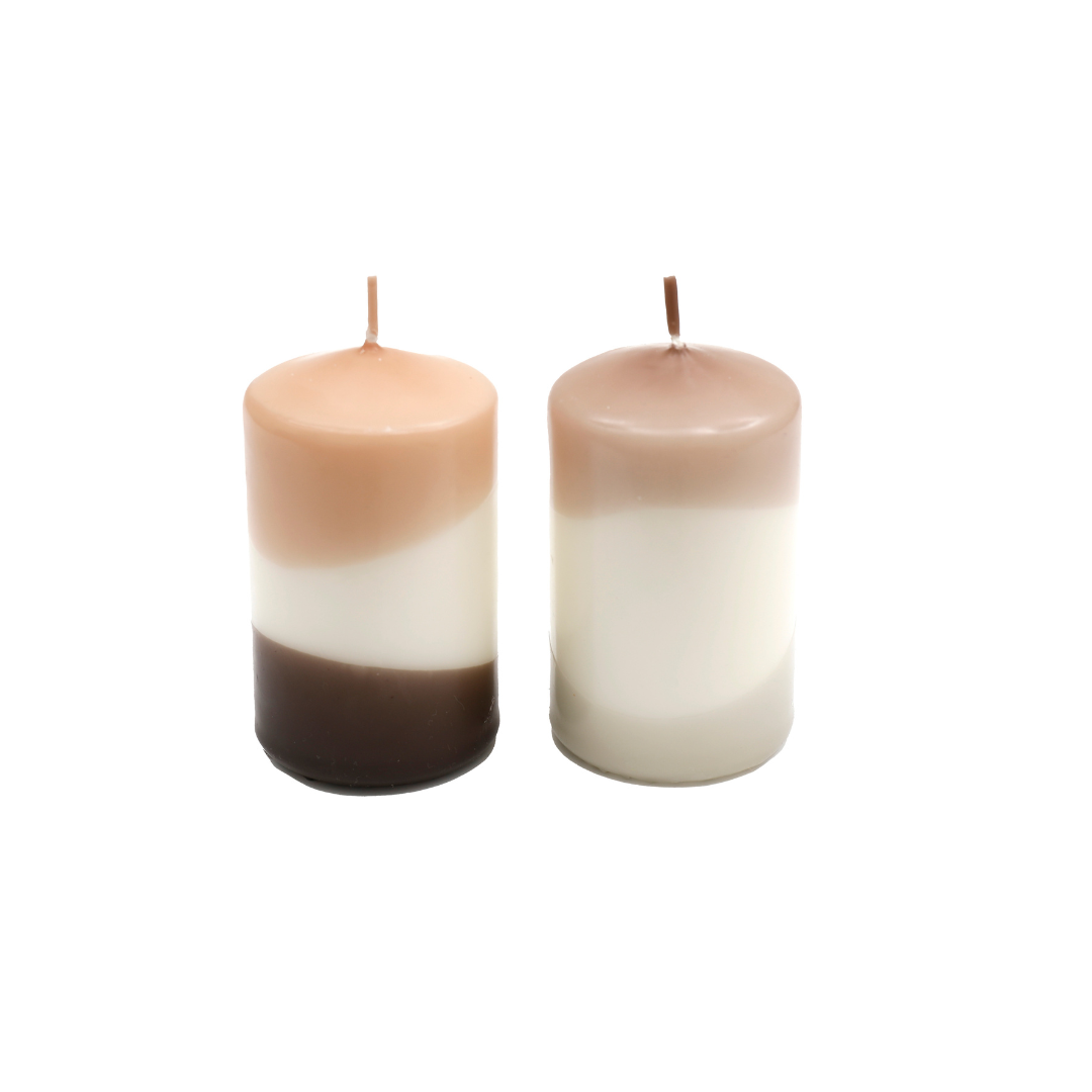 Temerity Jones Abstract Pillar Candle Short : Peach or Brown Top