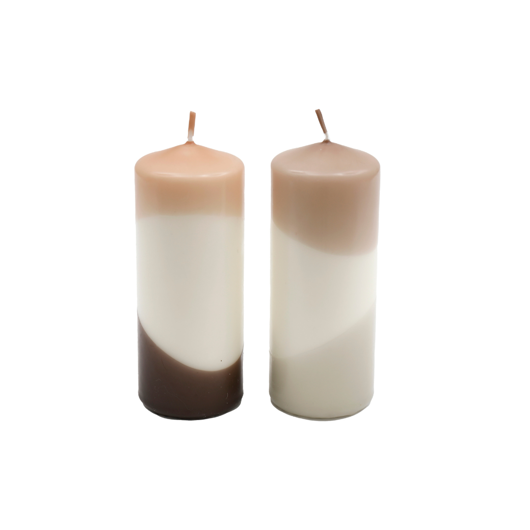 Temerity Jones Abstract Pillar Candle Tall : Peach or Brown Top