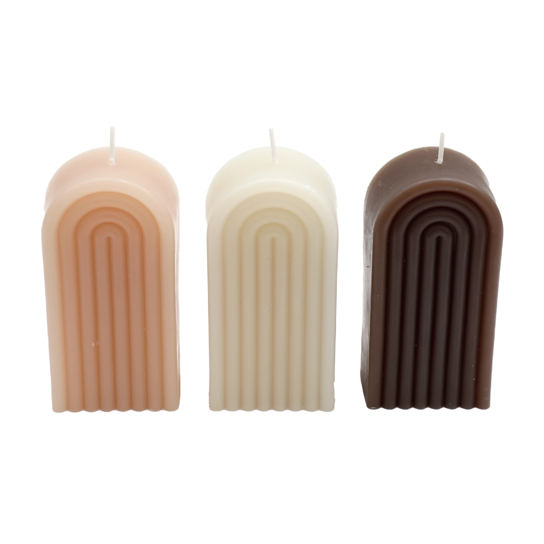 Temerity Jones Abstract Arch Candle Small : Peach, White or Brown