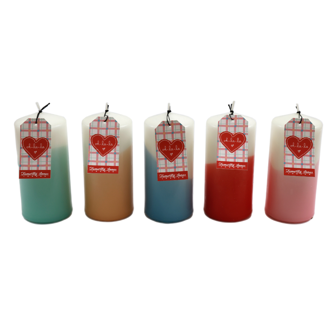 Temerity Jones Colour Pop Ombre Pillar Candle Tall : Red, Peach, Blue, Pink or Green