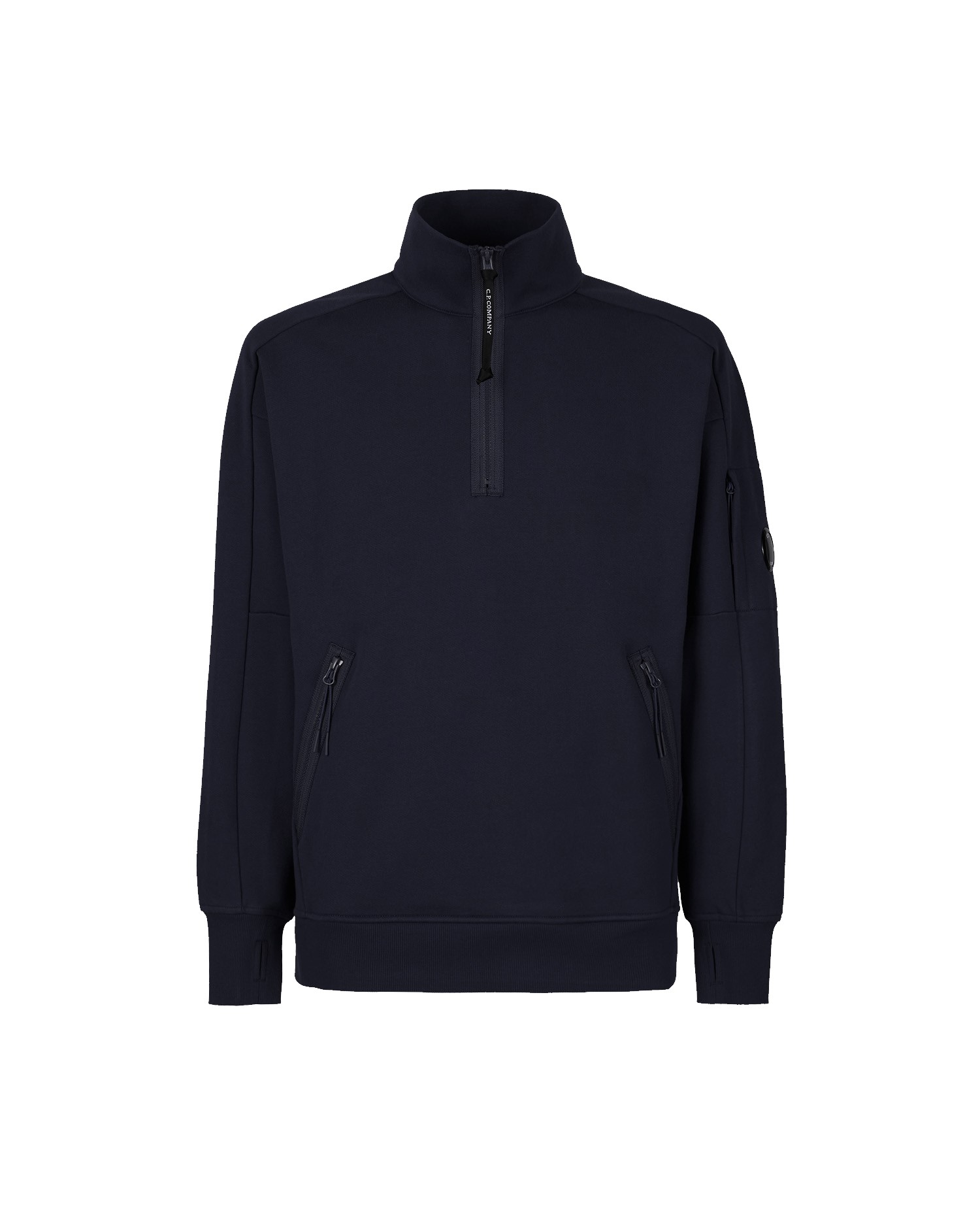 C.P. Company Diagonal Raised Fleece Stand Collar Sweatshirt Total Eclipse Blue