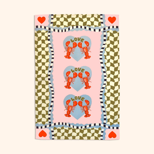 Checkerboard Lobster Tea Towel