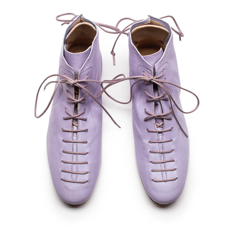 MAGRITTE Lilac | Pale Violet Lace Up Leather Boots