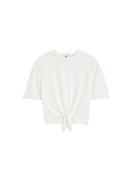 SUNCOO Mohsen Knot Tee In Blanc Casse From