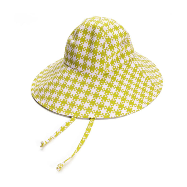 Soft Sun Hat - Pink Pistachio Pixel Gingham