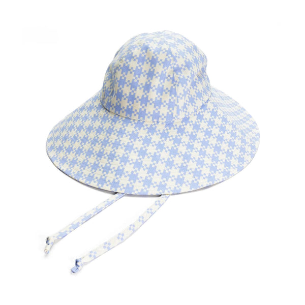 Soft Sun Hat - Blue Pixel Gingham