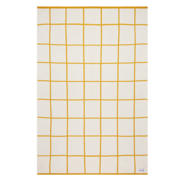 Sophie Home Cotton Knit Stroller/pram Blanket Yellow Grid