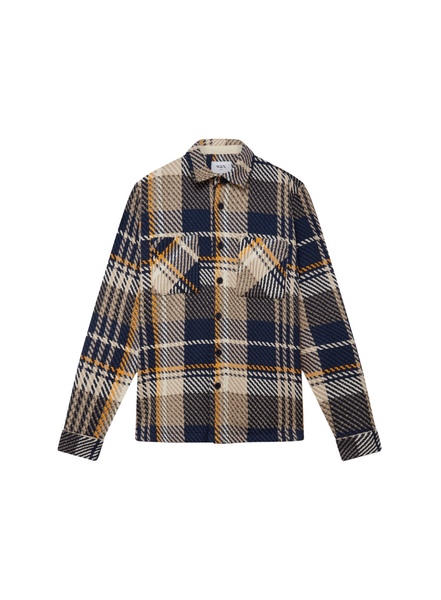 Whiting Overshirt In Spear Check Navy & Yellow