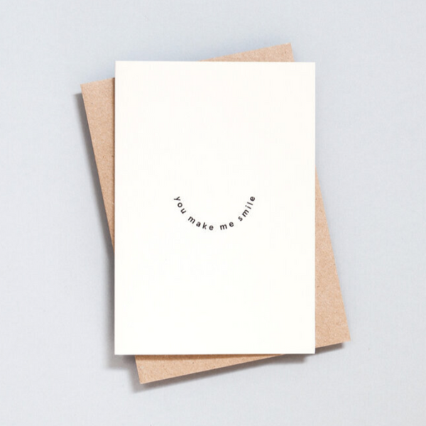 Ola Foil Blocked You Make Me Smile Card - Black On Natural