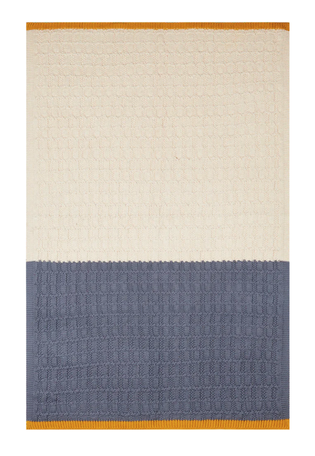 Sophie Home Textured Baby Blanket: Blue & Cream