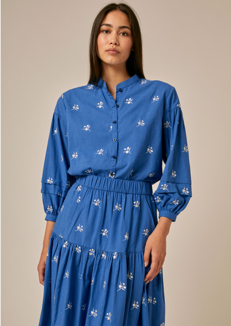 Sideline | Essie Shirt | Blue Embroidered